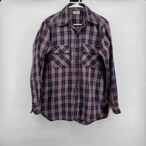 Vintage LL Bean Timberline Flannel Button Shirt Plaid Mens M Fall Winter Comfort